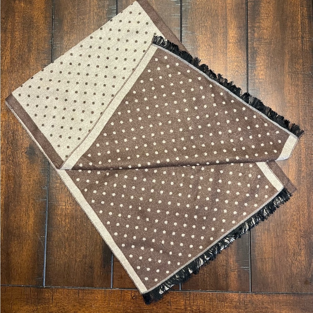 Isaac Mizrahi Polka Dot Brown and Cream Scarf